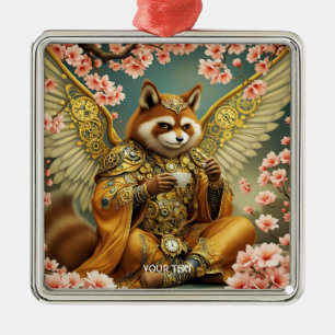 Fantasy Cute King Tanuki Tea Metal Tree Decoration