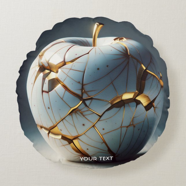 Fantasy Cute Kintsugi Porcelain Apple Round Cushion (Front)