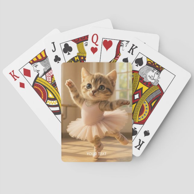 Fantasy Cute Kitten Small Ballerina Playing Cards (Back)