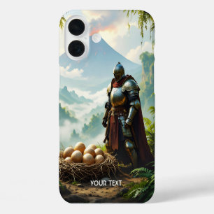Fantasy Cute Knight Guarding Eggs iPhone 16 Plus Case
