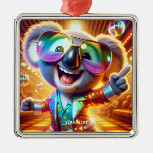 Fantasy Cute Koala Dancing Disco Metal Tree Decoration
