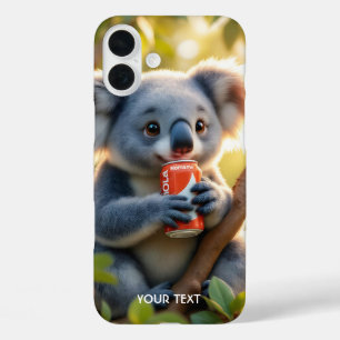 Fantasy Cute Koala Drinks Tree iPhone 16 Plus Case