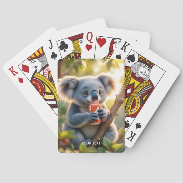 Fantasy Cute Koala Drinks Tree Playing Cards (Back)