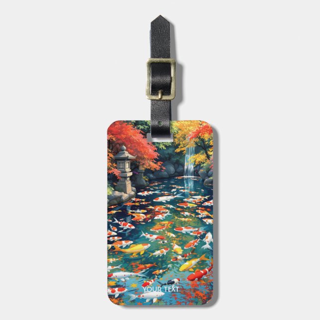 Fantasy Cute Koi Fish Pond Luggage Tag (Front Vertical)