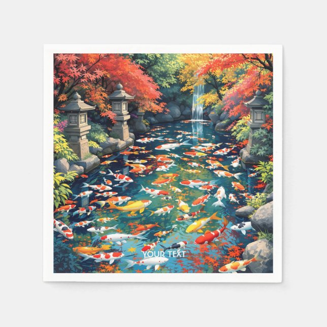 Fantasy Cute Koi Fish Pond Napkin (Front)