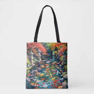 Fantasy Cute Koi Fish Pond Tote Bag