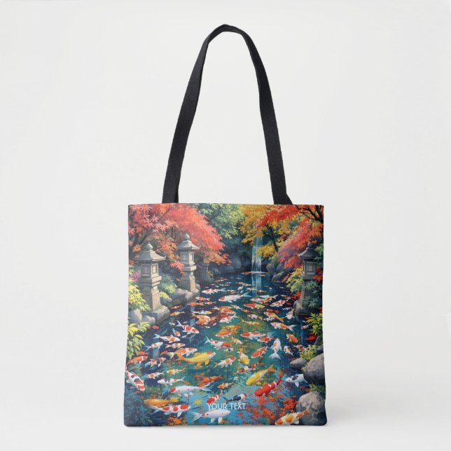 Fantasy Cute Koi Fish Pond Tote Bag (Front)