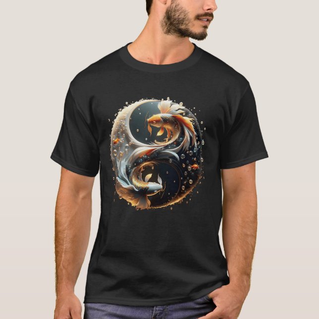 Fantasy Cute Koi Yin Yang T-Shirt (Front)