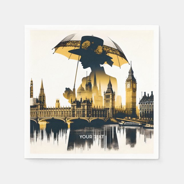 Fantasy Cute Lady Old London Napkin (Front)
