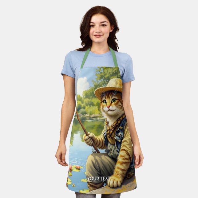 Fantasy Cute Lake Cat Fishing Apron (Worn)