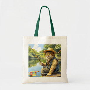 Fantasy Cute Lake Cat Fishing Tote Bag