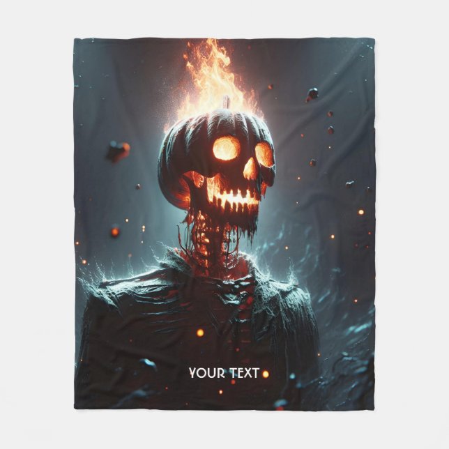 Fantasy Cute Lantern Pumpkin Halloween Fleece Blanket (Front)