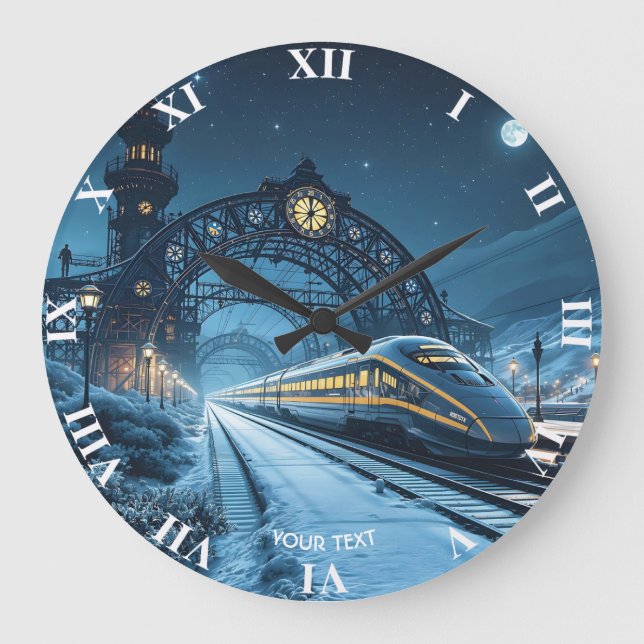 Fantasy Cute Last Night Train Large Clock (Front)