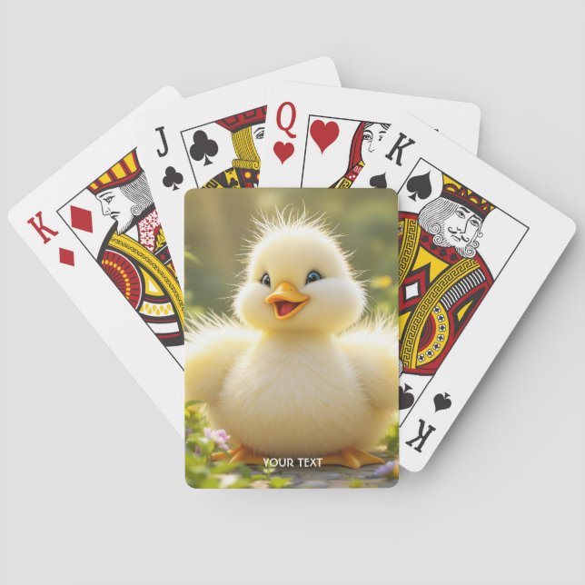 Fantasy Cute Laughing Fluffy Duck Playing Cards (Back)