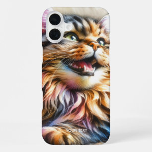 Fantasy Cute Laughing Happy Cat iPhone 16 Plus Case