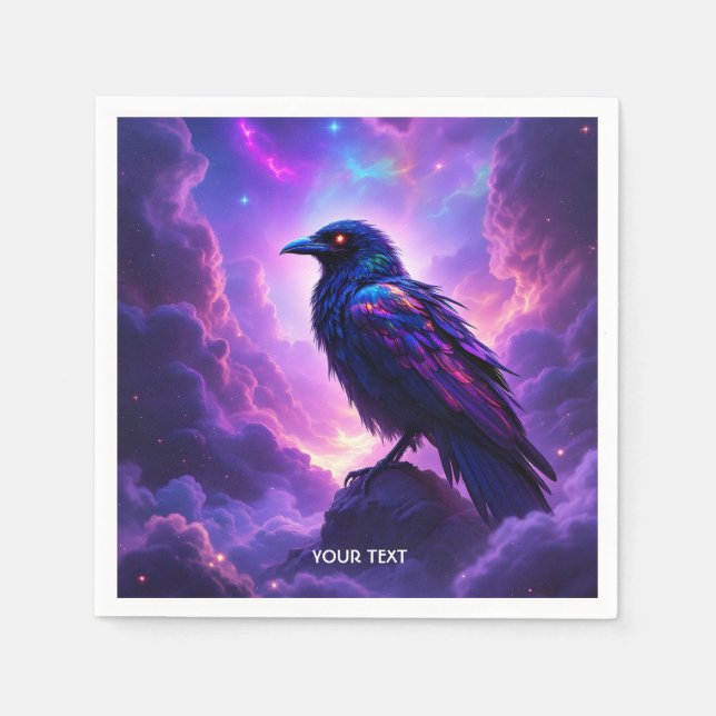 Fantasy Cute Lavender Raven Sunset Napkin (Front)