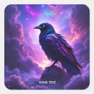 Fantasy Cute Lavender Raven Sunset Square Sticker