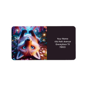 Fantasy Cute Laying Playing Fox Label
