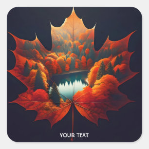 Fantasy Cute Leaf Forest Fall Square Sticker