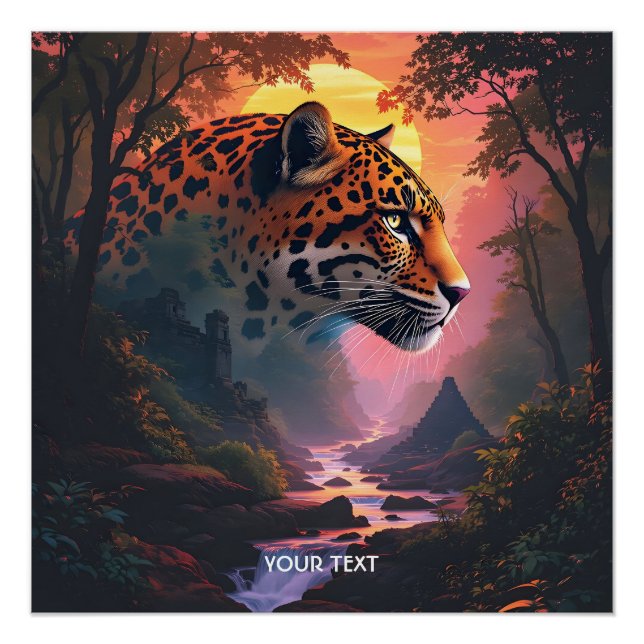 Fantasy Cute Leopard At Sunset Poster (Front)