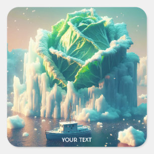 Fantasy Cute Lettuce Iceberg Sea Square Sticker
