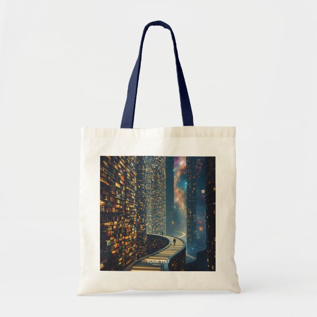 Fantasy Cute Library Stairs Space Tote Bag (Front)