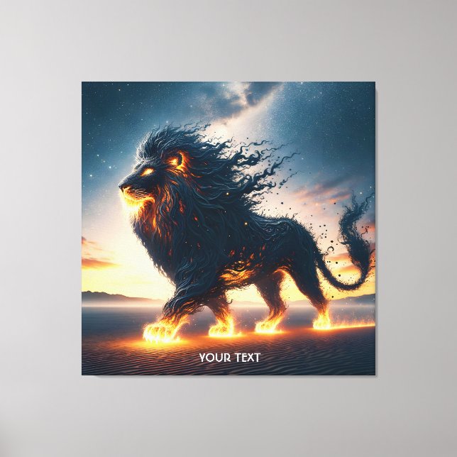 Fantasy Cute Lion Desert Fire Canvas Print (Front)