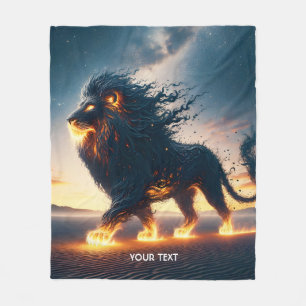Fantasy Cute Lion Desert Fire Fleece Blanket