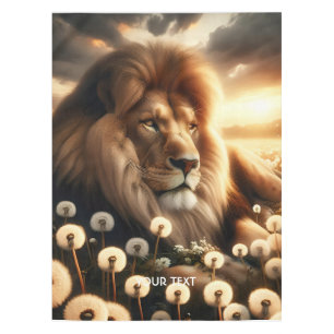 Fantasy Cute Lion Flowers Sunset Tablecloth
