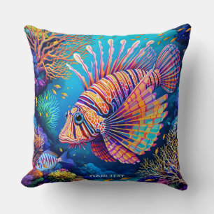 Fantasy Cute Lionfish Coral Reef Cushion
