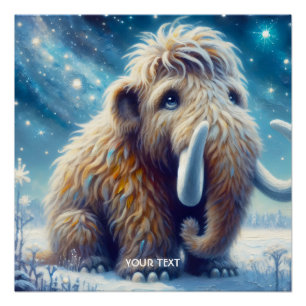 Fantasy Cute Little Mammoth Winter Poster