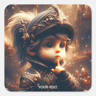 Fantasy Cute Little Quiet Knight Square Sticker