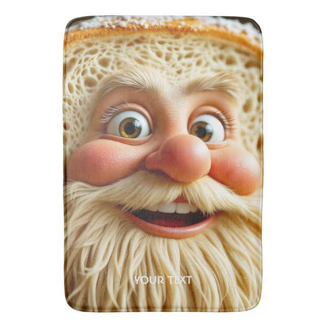 Fantasy Cute Loaf Bread Beard Bath Mat (Front Vertical)