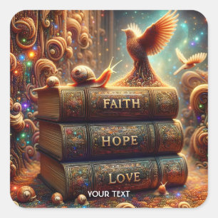 Fantasy Cute Love Faith Hope Square Sticker