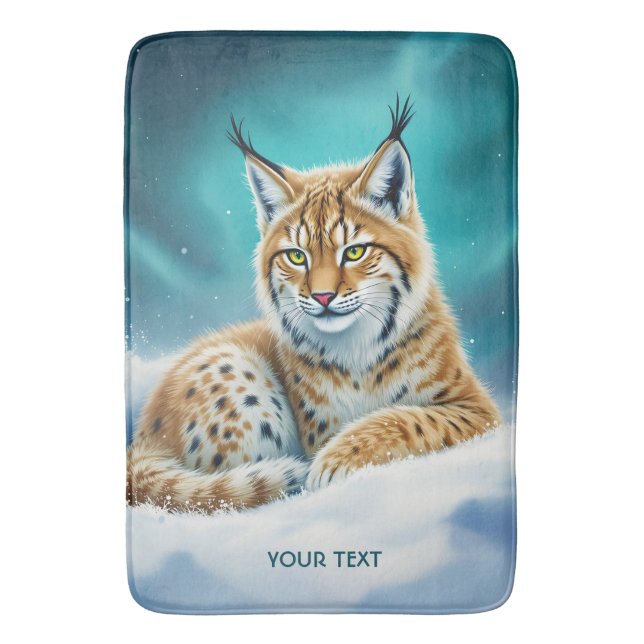 Fantasy Cute Lynx Cub Winter Bath Mat (Front Vertical)