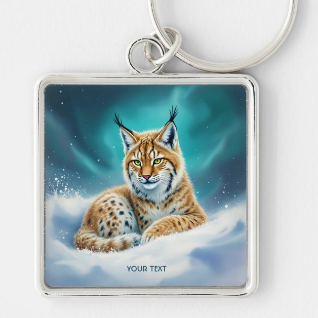 Fantasy Cute Lynx Cub Winter Key Ring (Front)