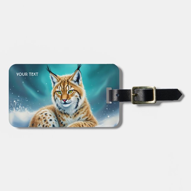 Fantasy Cute Lynx Cub Winter Luggage Tag (Front Horizontal)