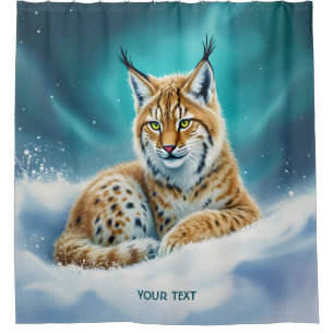 Fantasy Cute Lynx Cub Winter Shower Curtain