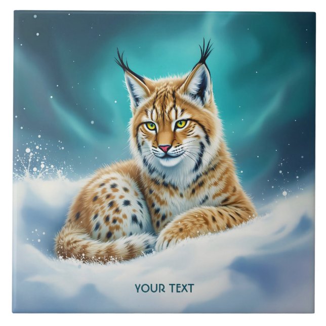 Fantasy Cute Lynx Cub Winter Tile (Front)