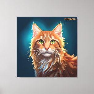 Fantasy Cute Maine Coon, Fantasy Vintage Fantasy Canvas Print