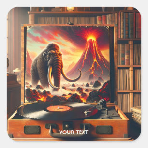 Fantasy Cute Mammoth Vinyl Player Square Sticker