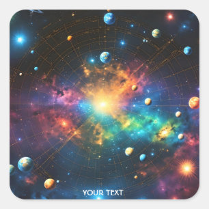 Fantasy Cute Map Chart Stars Square Sticker