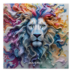 Fantasy Cute Melting Wax Lion Poster