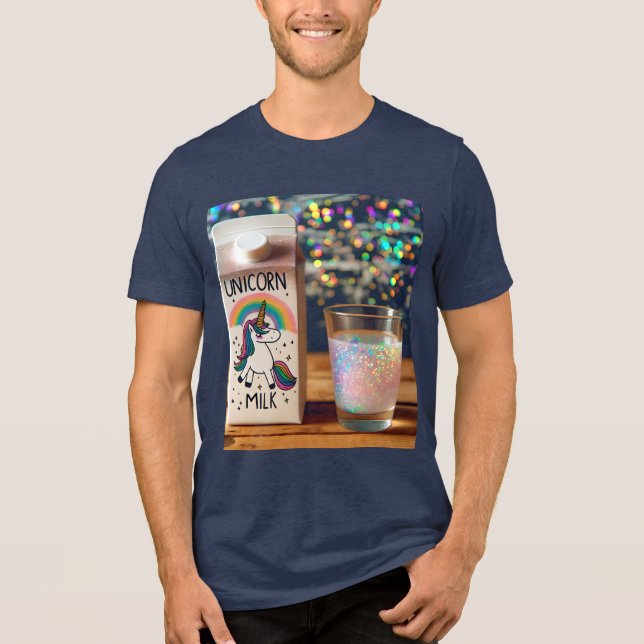 Fantasy Cute Milk Unicorn Rainbow Tri-Blend Shirt (Front)