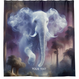 Fantasy Cute Mist Elephant Jungle Shower Curtain