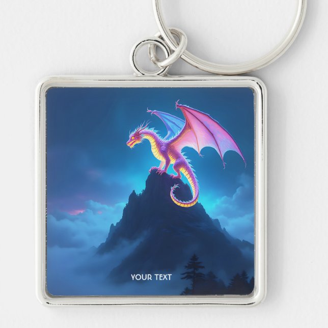 Fantasy Cute Mist Shrouded Dragon Key Ring (Front)
