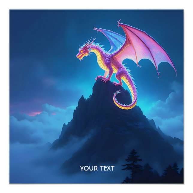 Fantasy Cute Mist Shrouded Dragon Poster (Front)