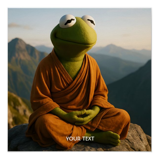 Fantasy Cute Monk Frog Mountains Poster (Front)