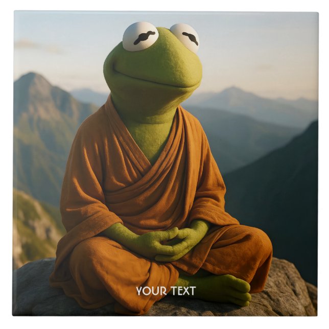 Fantasy Cute Monk Frog Mountains Tile (Front)