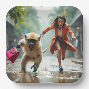 Fantasy Cute Monkey Girl Bag Paper Plate
